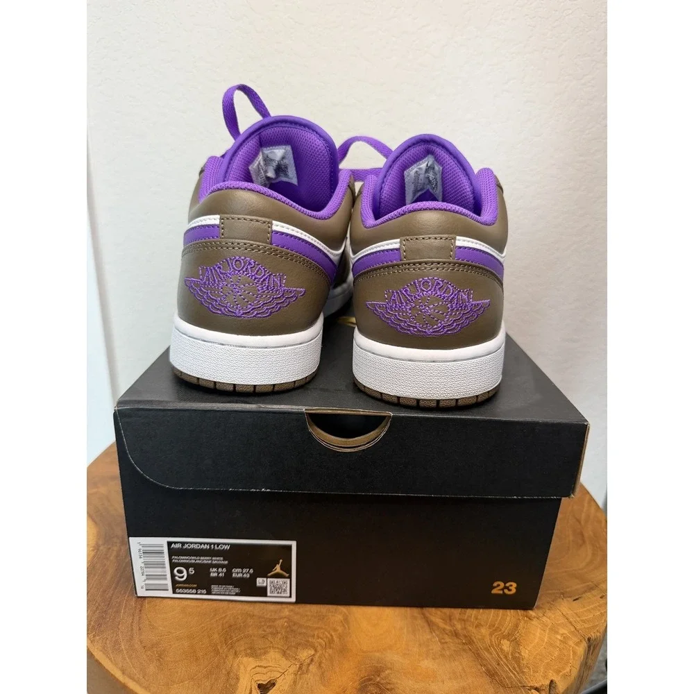 Air Jordan 1 Low Purple Mocha Palomino Wild Berry White 553558-215 Mens 9.5
